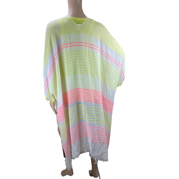 Francesca's Collection Multicolor Stripes Sheer Open Front Cover Up Cardigan OS - Picture 5 of 6